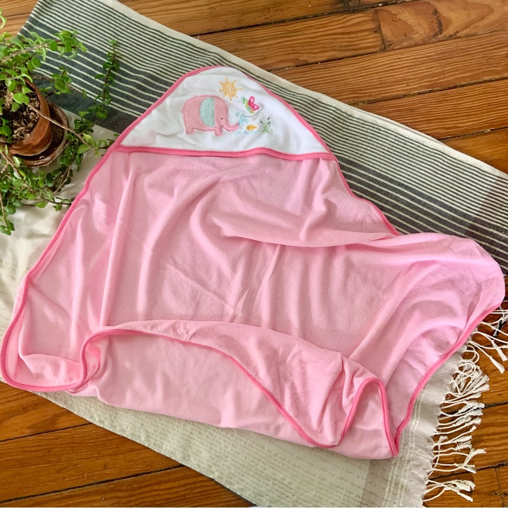 Just Bath Pink Girl’s Elephant Hooded Bath Towel